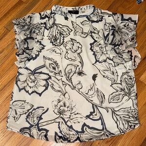 Floral Ruffle Sleeve Top